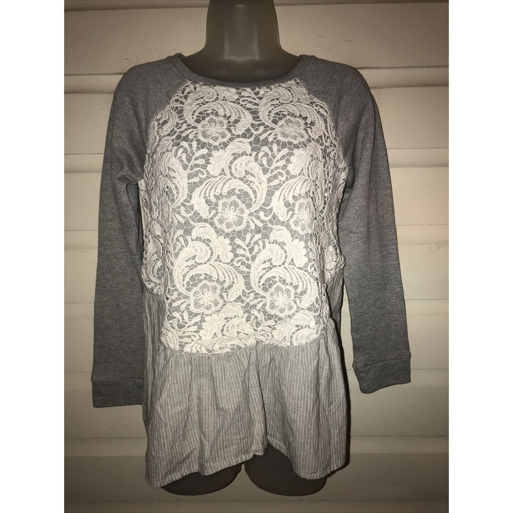 Anthropologie Sunday In Brooklyn Lace Front Long Sleeve Sweatshirt Size XS